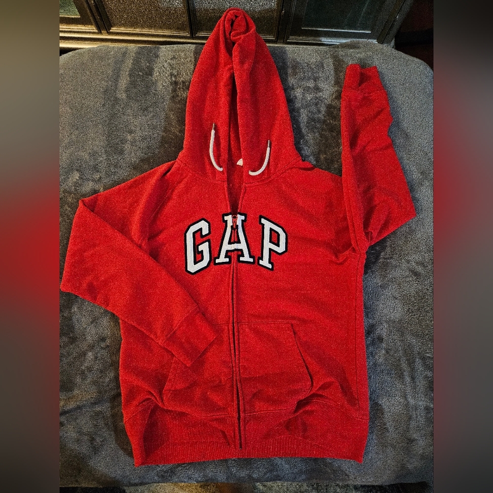 Gap Red Fleece Hoodie Full Zip Size L Unisex